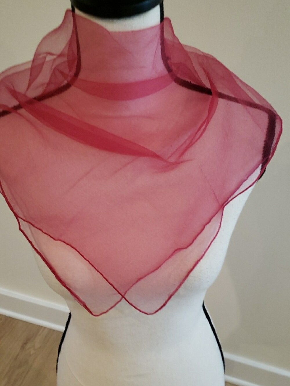 Vintage Fall Scarves Sheer Cranberry, Cream, Brown, Apricot - Picture 5 of 6